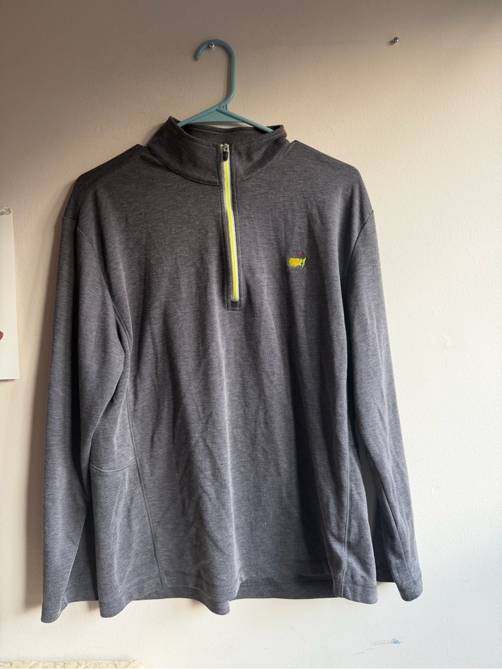 Men's masters tech Gray Quarter-Zip Pullover Sweater with Lime Accent